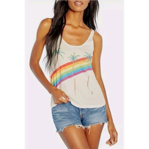 Wildfox Palm String Tank Top Sz Medium Rainbow Festival Summer Beach - Picture 1 of 11
